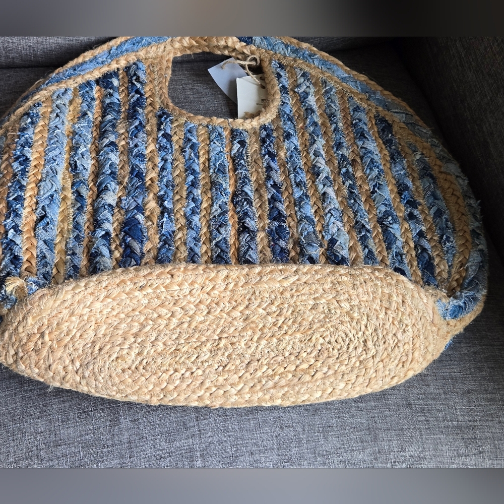 Anthropologie Antik Kraft Ruhi Jute Shopper in Blue (Denim) - Picture 5 of 9